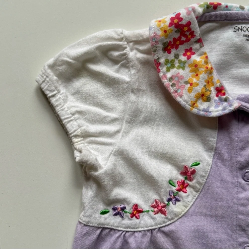 Peanuts Girls Snoopy Embroidered Romper - Size 18M - Picture 4 of 12